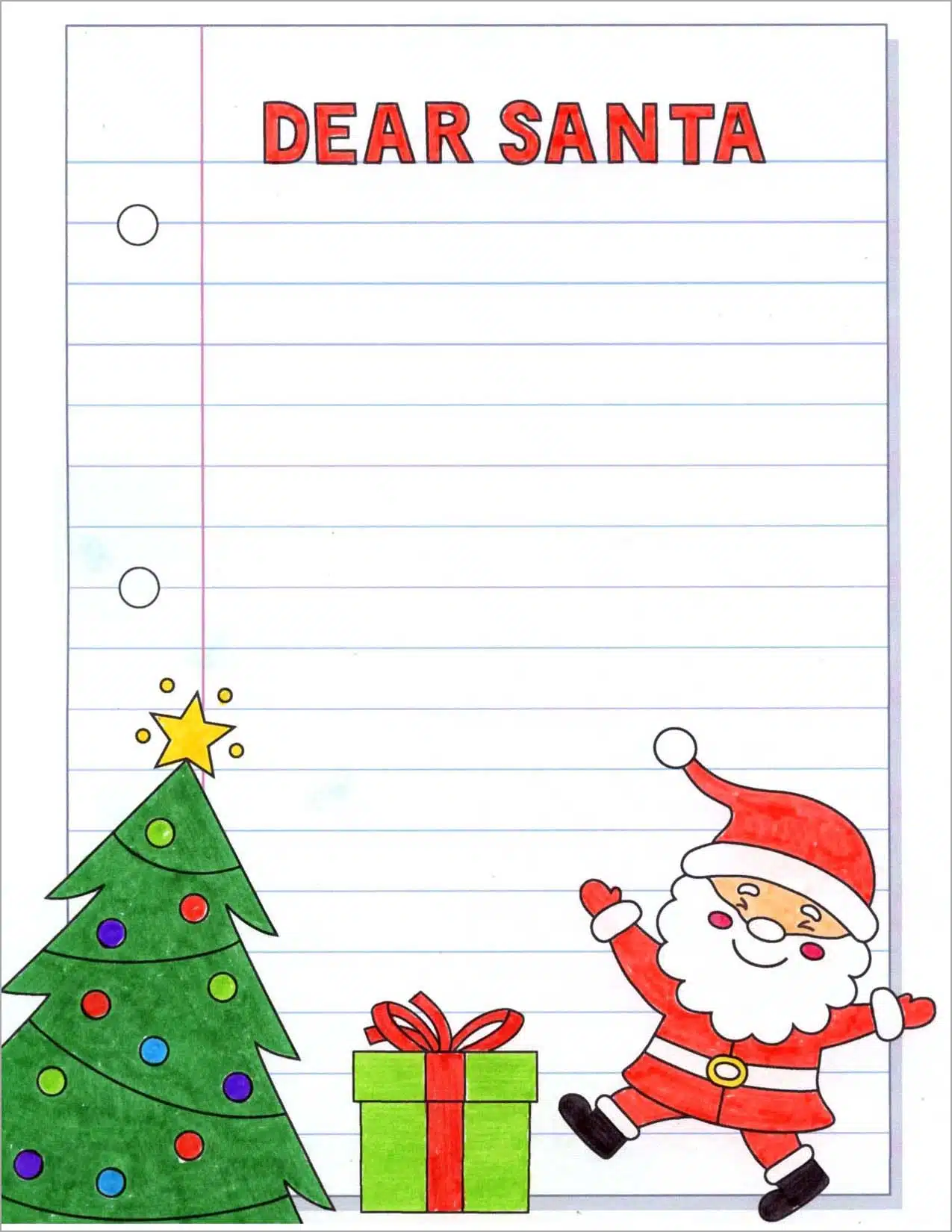 Coloring Letter to Santa Template Printable