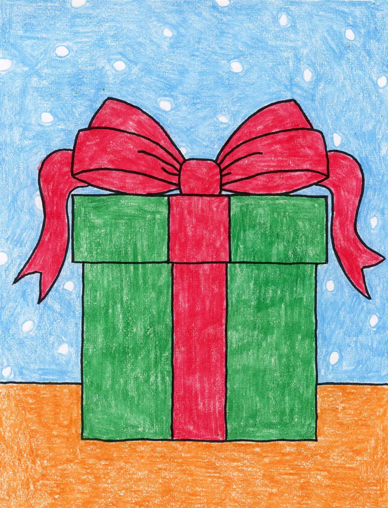 Easy How to Draw a Present Tutorial Video and Present Coloring Page