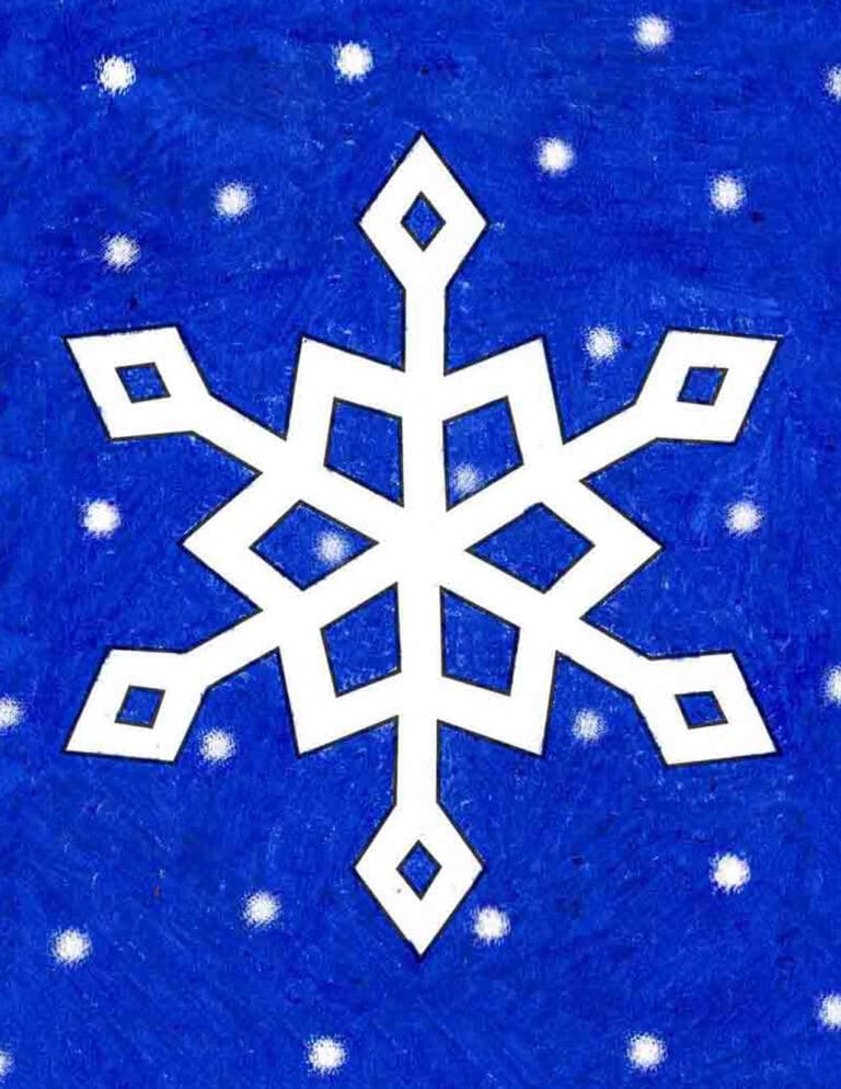 Easy How to Draw a Snowflake Tutorial Video and Snowflake Coloring Page
