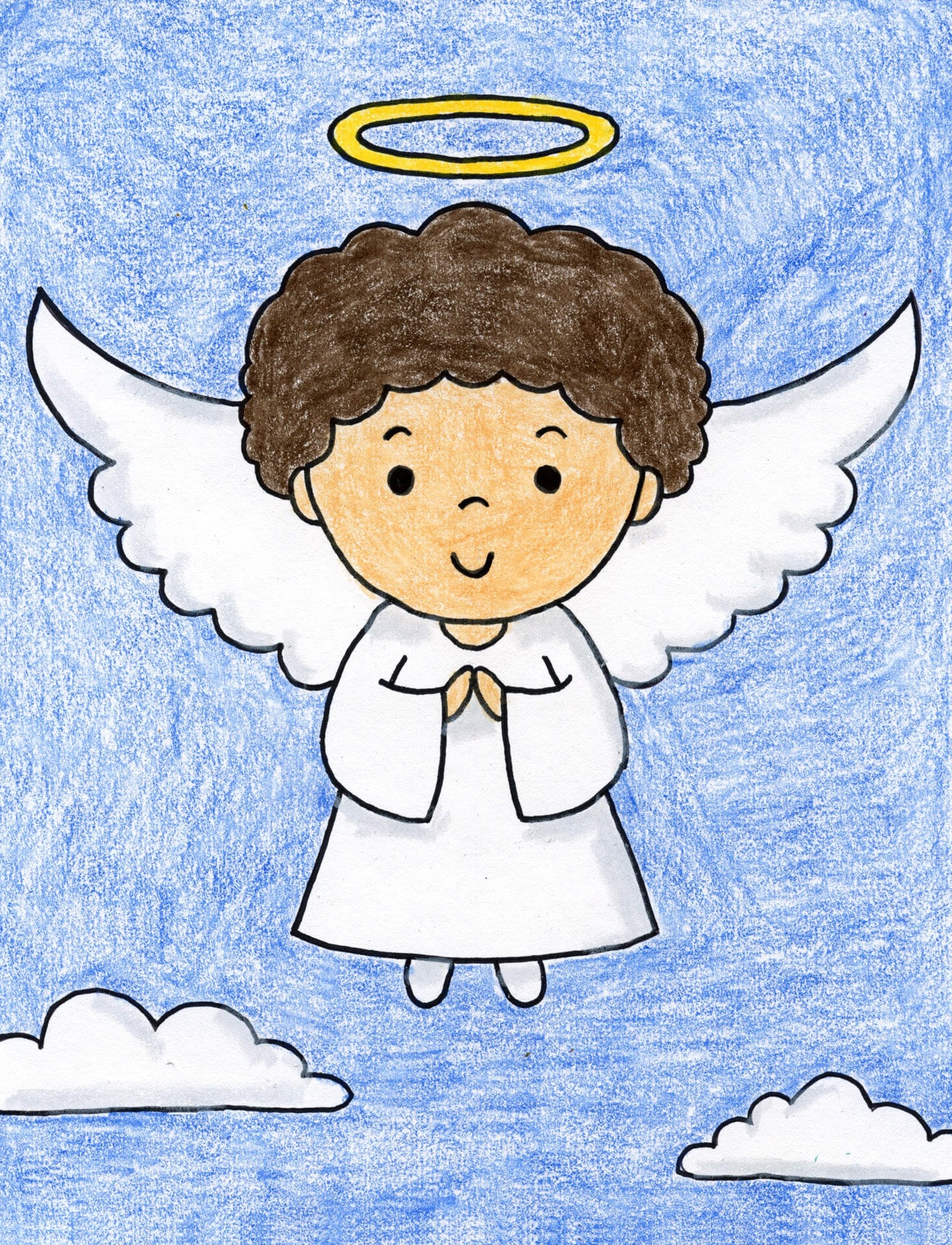 Simple How you can Draw an Angel Tutorial and Angel Coloring Web page ...