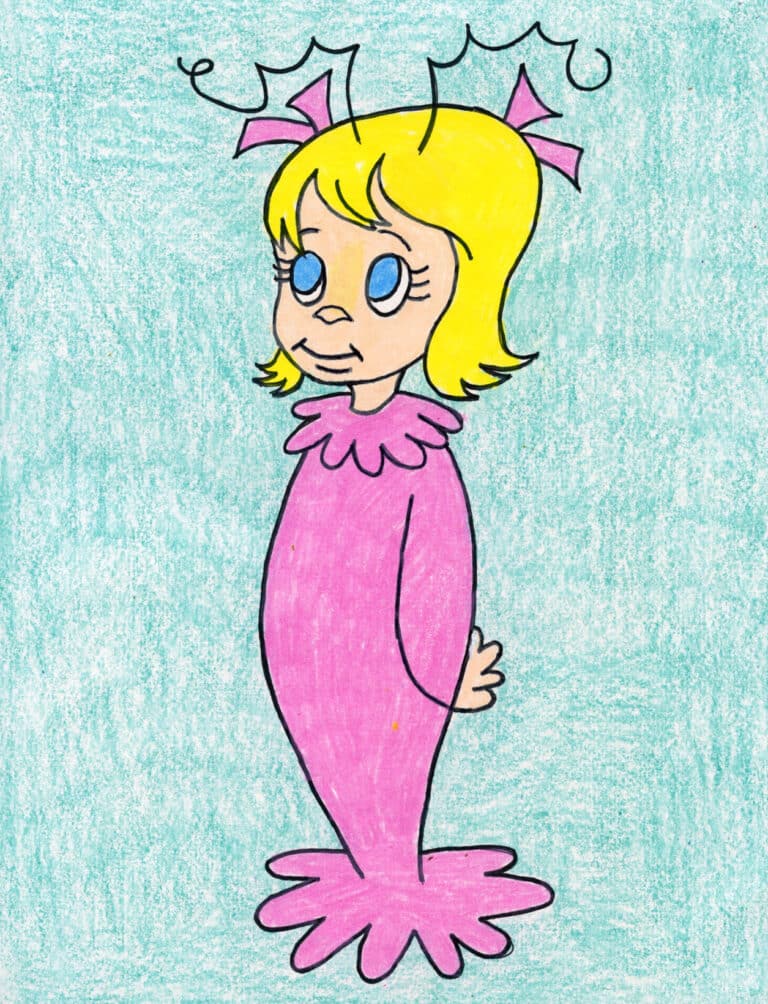 Easy How to Draw Cindy Lou Who Tutorial and Cindy Lou Who Coloring Page
