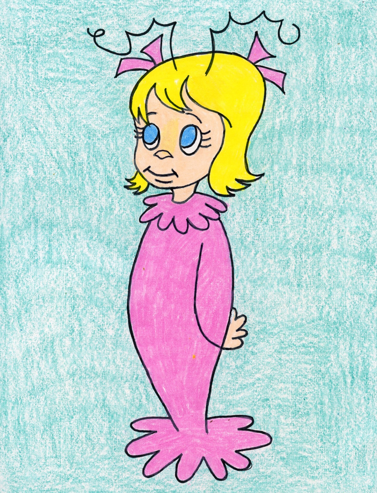 Simple Draw Cindy Lou Who Tutorial and Coloring Web page Project DIY Hub