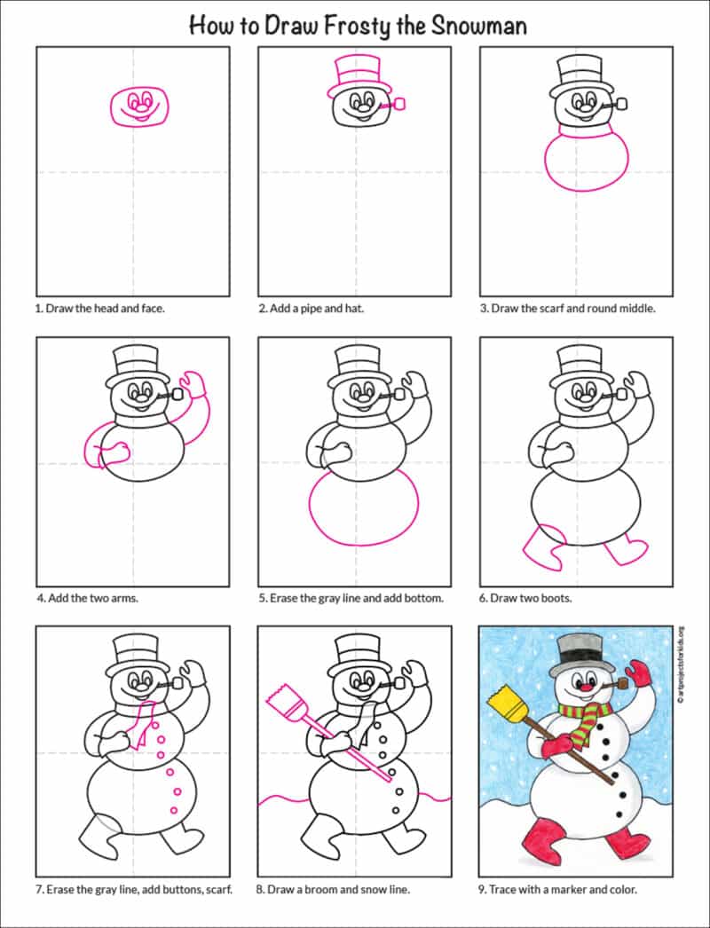 How to Draw Frosty the Snowman: Step-by-Step Art Lesson for Kids