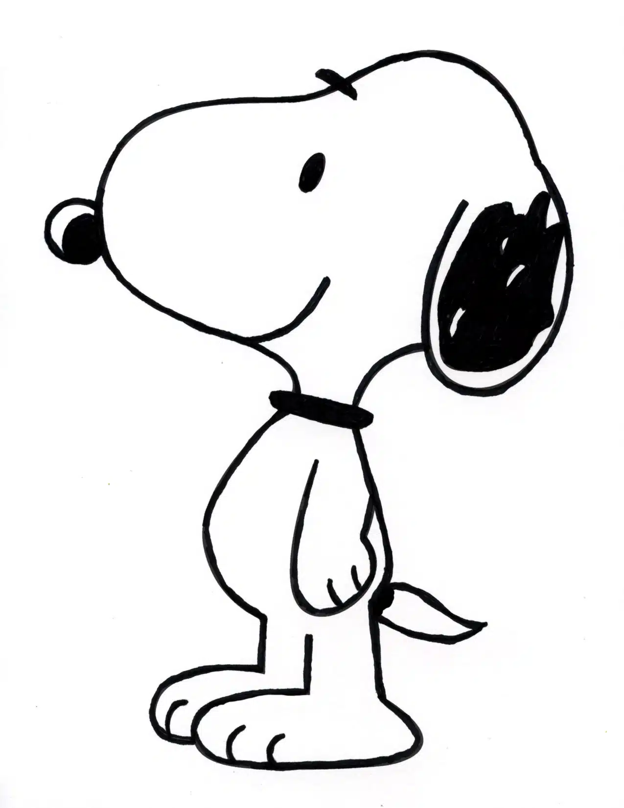 Easy How to Draw Snoopy Tutorial and Snoopy Coloring Page