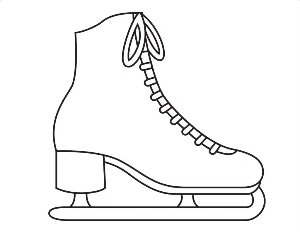 Easy How to Draw Ice Skates Tutorial & Ice Skates Coloring Page