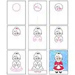 Easy How to Draw Mrs. Claus Tutorial & Mrs. Claus Coloring Page