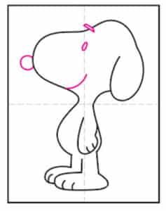 Easy How to Draw Snoopy Tutorial and Snoopy Coloring Page