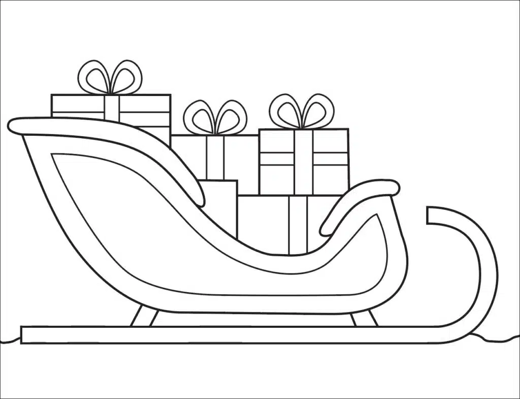 Santa's Sleigh Coloring page, available as a free download.