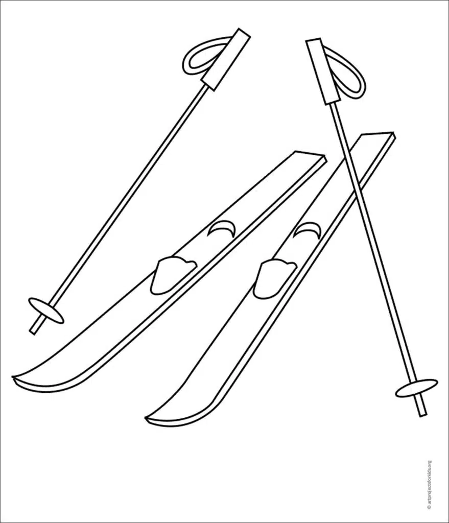 Skis Coloring Page web — Activity Craft Holidays, Kids, Tips