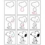 Easy How to Draw Snoopy Tutorial and Snoopy Coloring Page