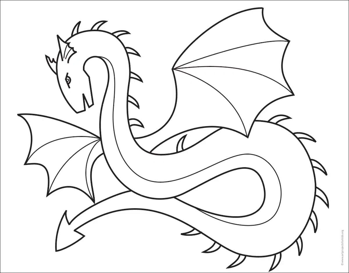 Dragon Drawing, Coloring Page. A Symbol Of The Chinese New Year And Fantasy  Stories Stock Photo, Picture and Royalty Free Image. Image 214862845.