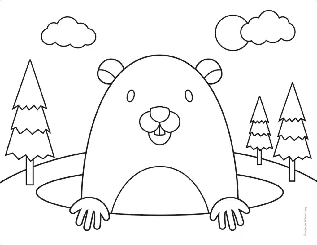 Groundhog Coloring Page web — Activity Craft Holidays, Kids, Tips