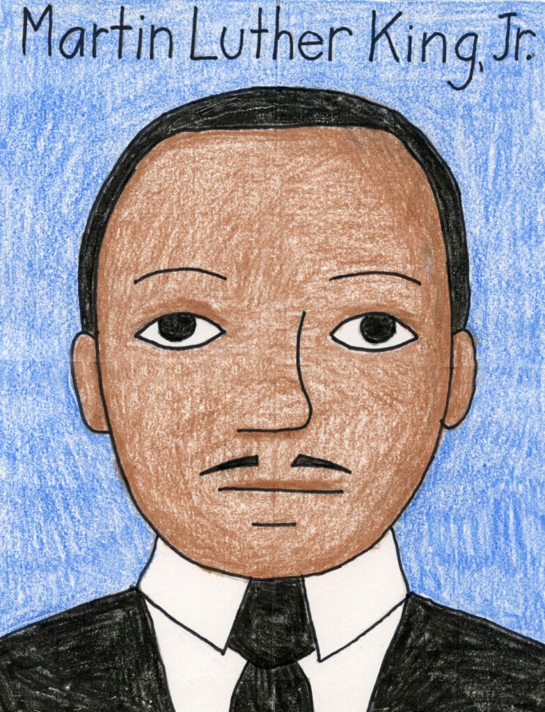 A drawing of Martin Luther King Jr, made with the help of an easy step by step tutorial. 