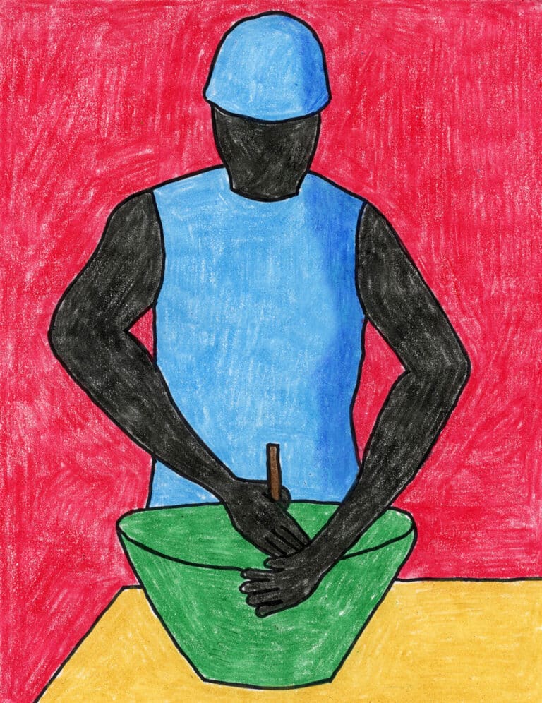Ode to Jacob Lawrence Art Project for Kids Tutorial and Coloring Page