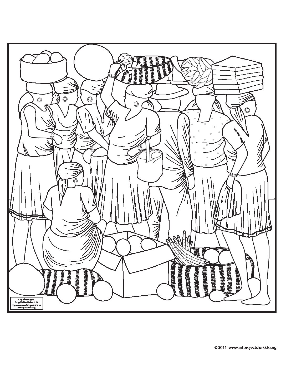 Market Day Coloring Page