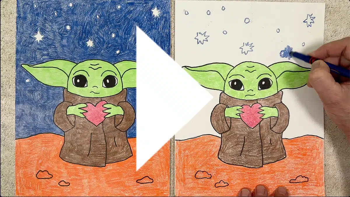 How to Draw a Baby Yoda Valentine Tutorial Video