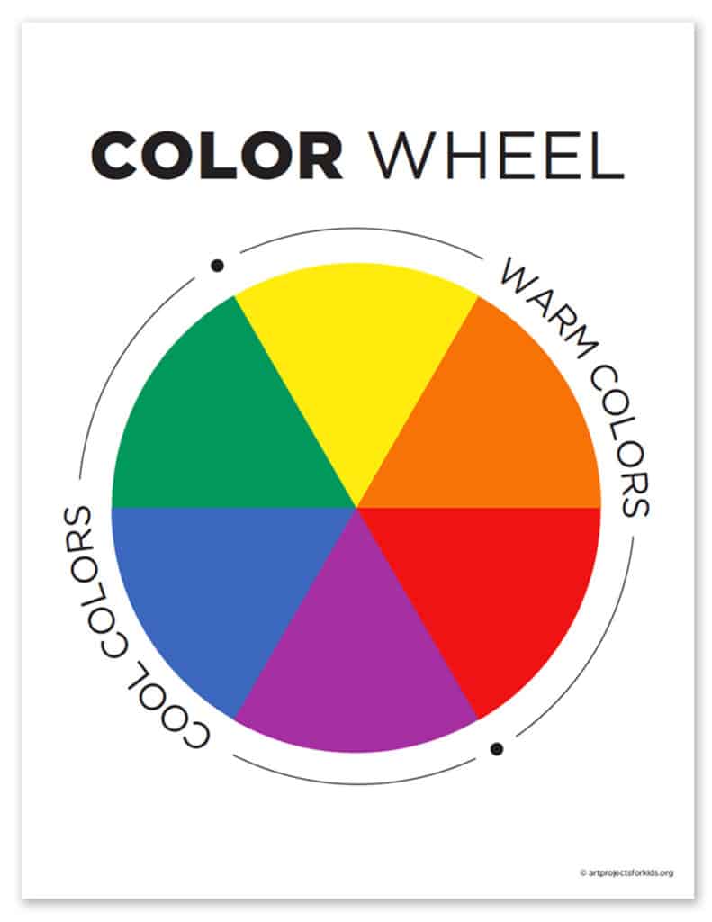 A primary color wheel, available as a free PDF.