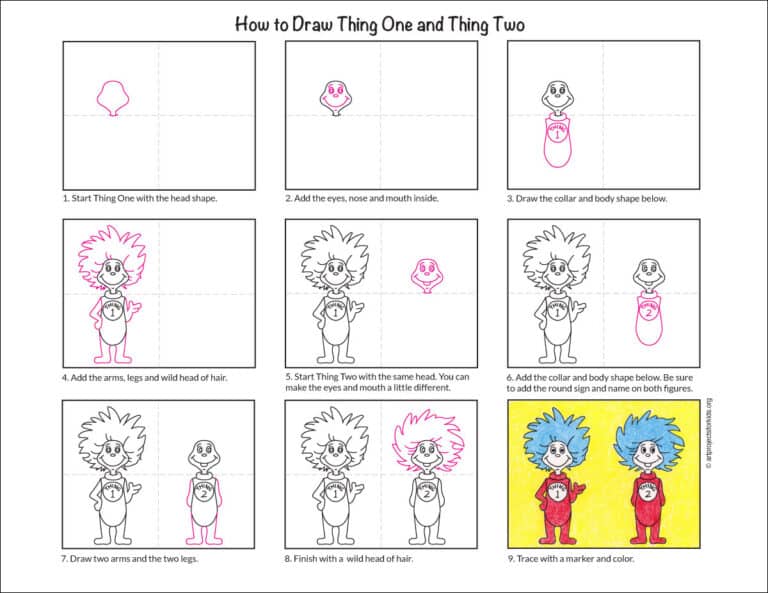 How to Draw Thing One and Thing Two: Easy Step-by-Step Art Lesson for Kids