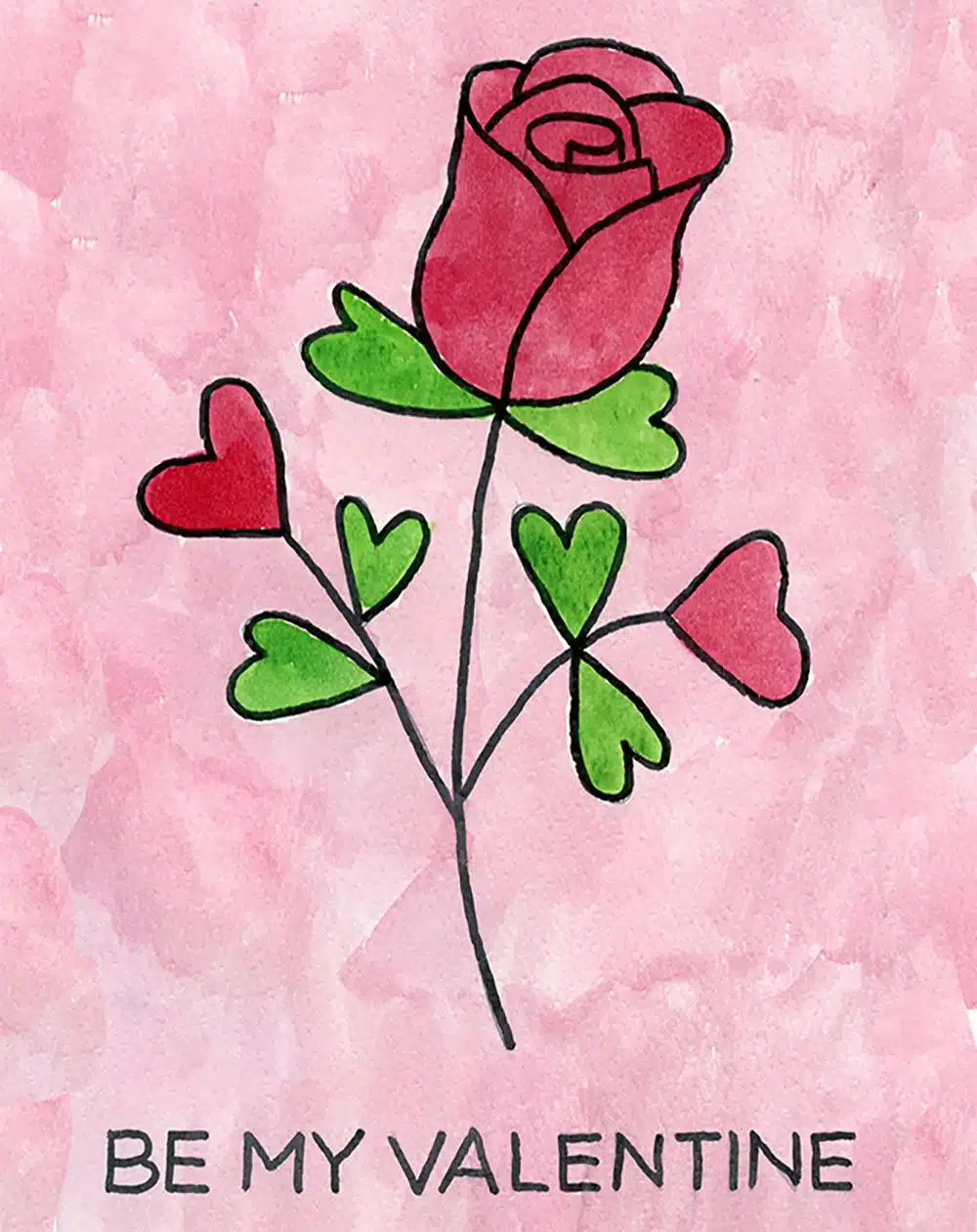 Easy How to Draw a Rose for Valentine’s Day Tutorial and Rose Coloring Page