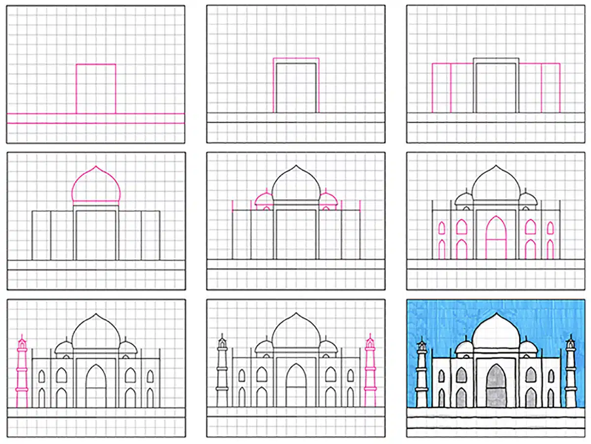 Taj Mahal Hand Drawn Vector Illustration Stock Illustration - Download  Image Now - Taj Mahal, Drawing - Art Product, Painting - Art Product -  iStock