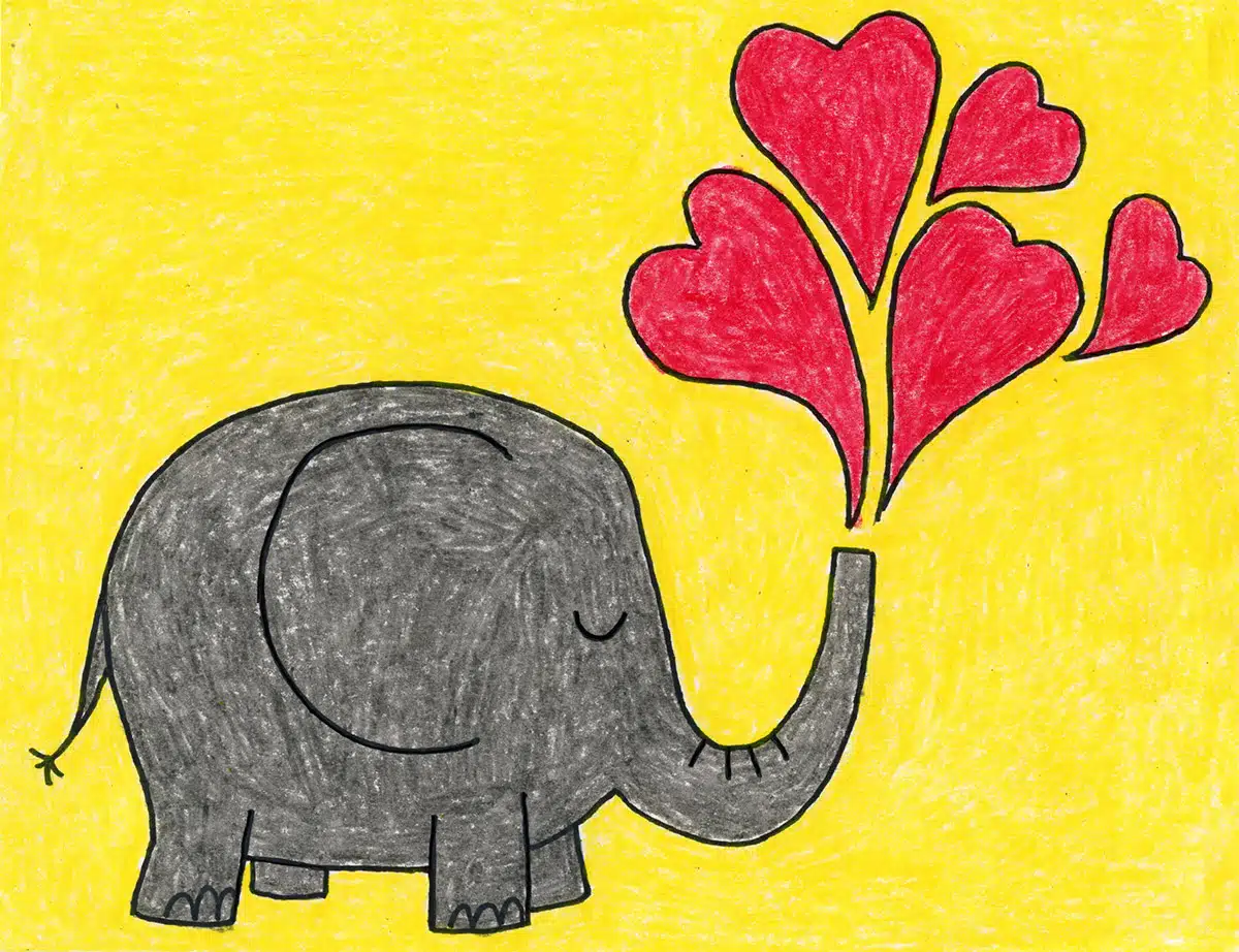 Easy Valentine Drawing Tutorial Video and Easy Valentine Coloring Page
