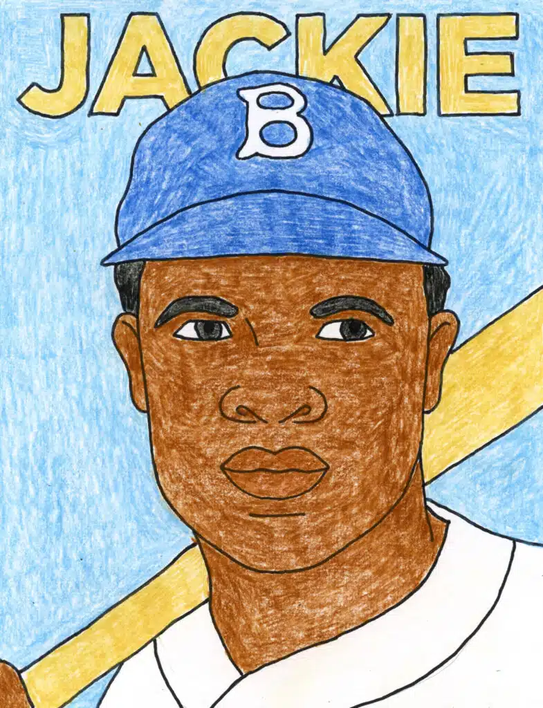 A Jackie Robinson drawing, made with the help of a step by atep tutorial. 