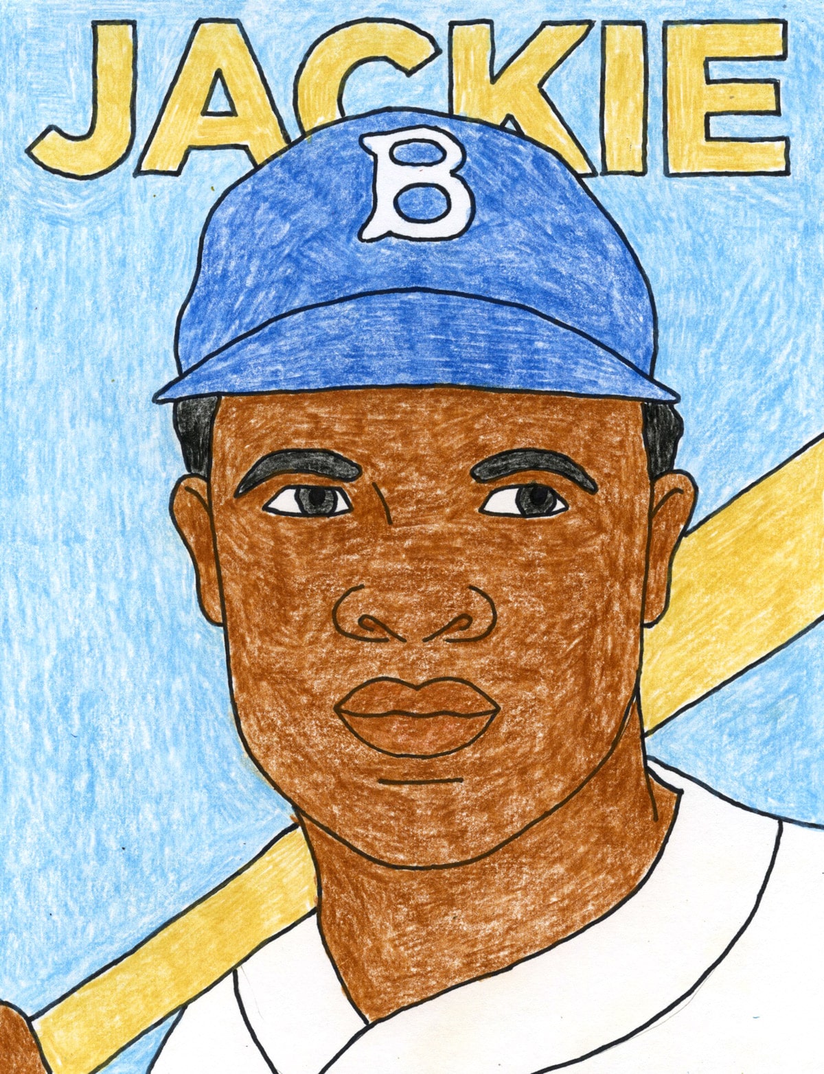 How to Draw Jackie Robinson: Easy Step-by-Step Art Lesson for Kids