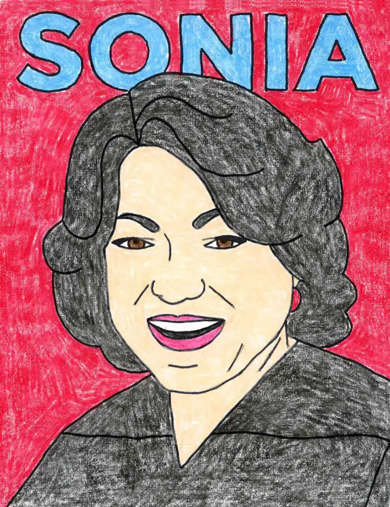 A drawing of Sonia Sotomayor, made with the help of a step by step tutorial.