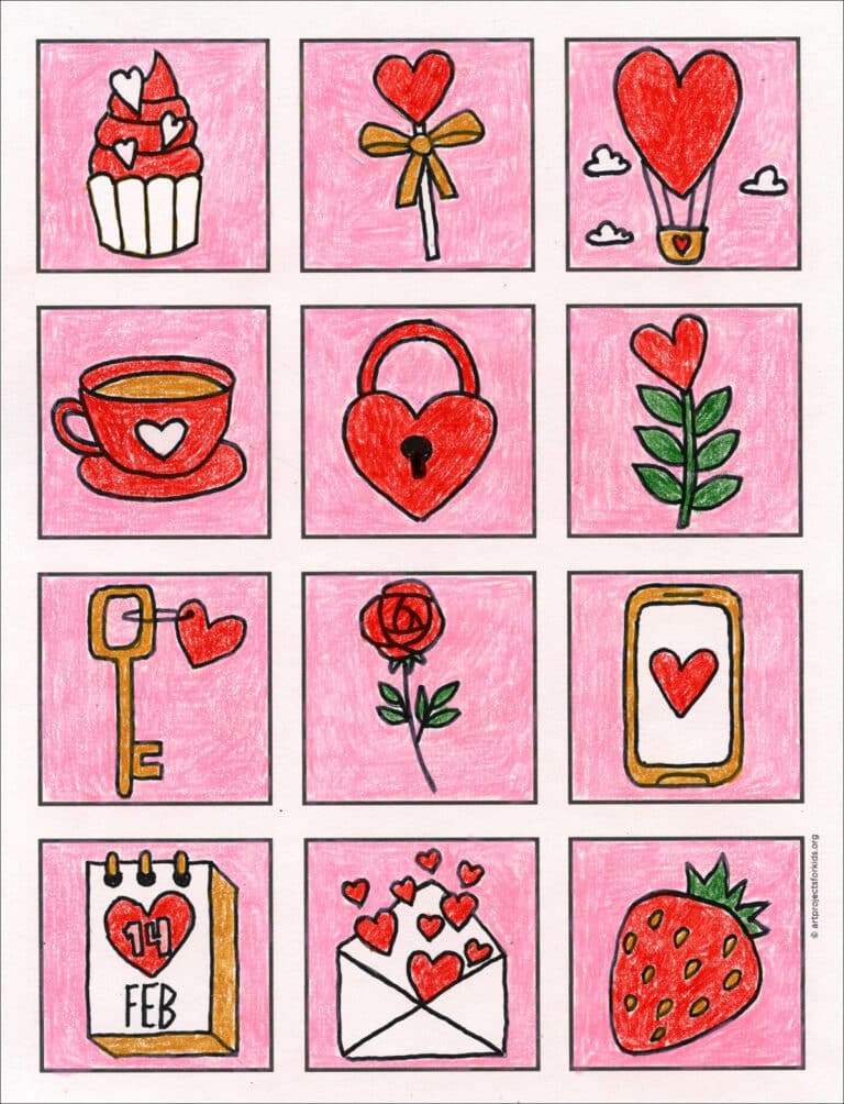 Easy How to Draw Valentine’s Day Stuff and Valentine Coloring Page