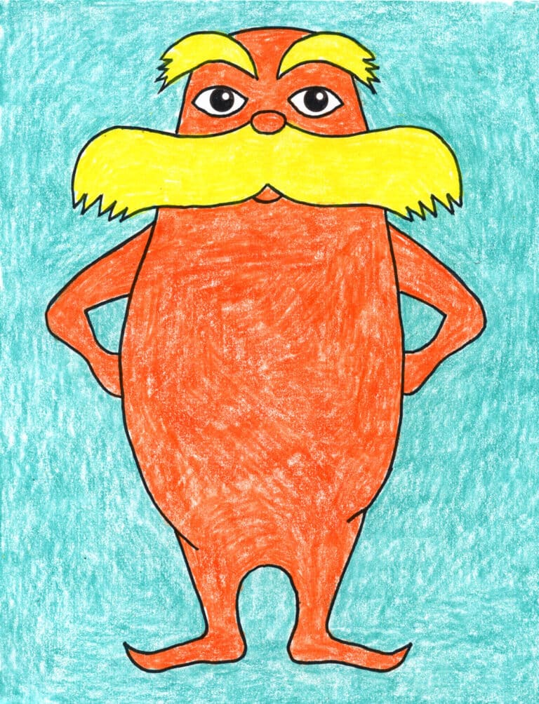 Easy How to Draw the Lorax Tutorial Video and Lorax Coloring Page