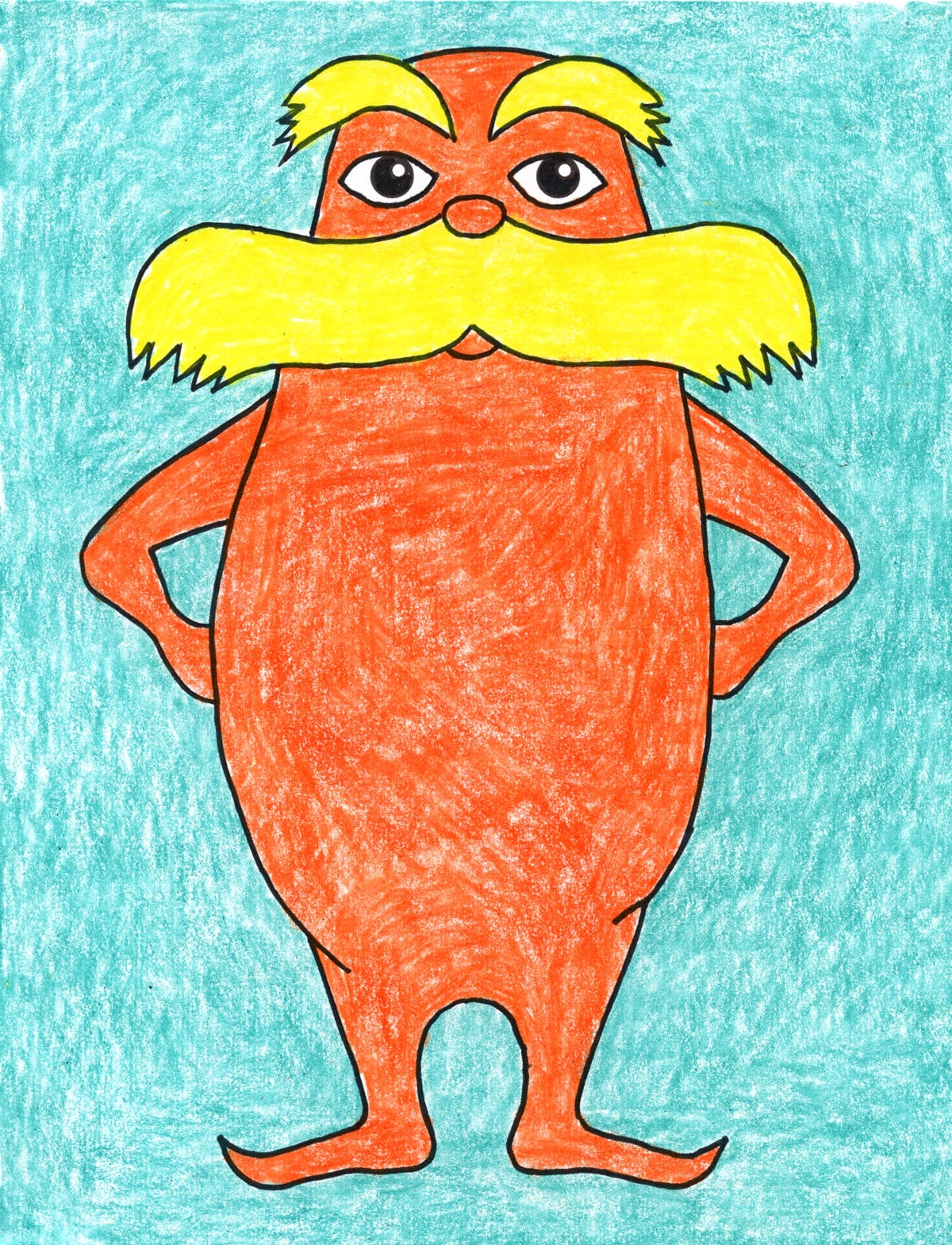 Easy How to Draw the Lorax Tutorial Video and Coloring Page