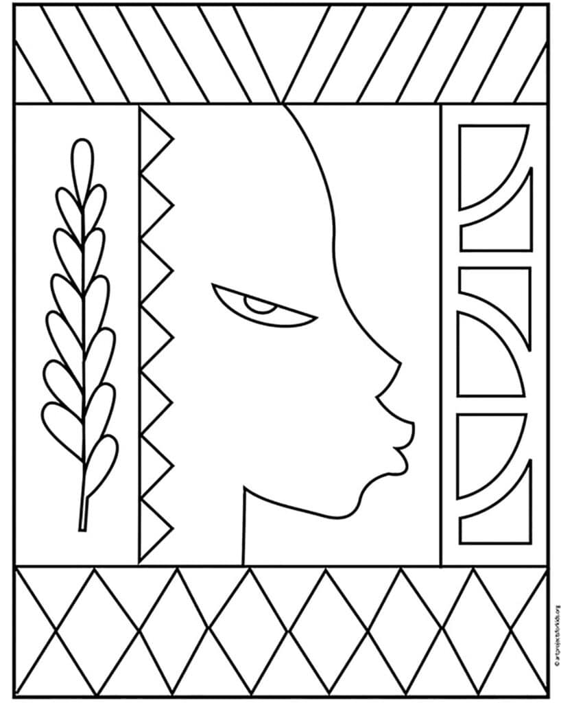A Lois Mailou Jones Coloring page, available as a free download.