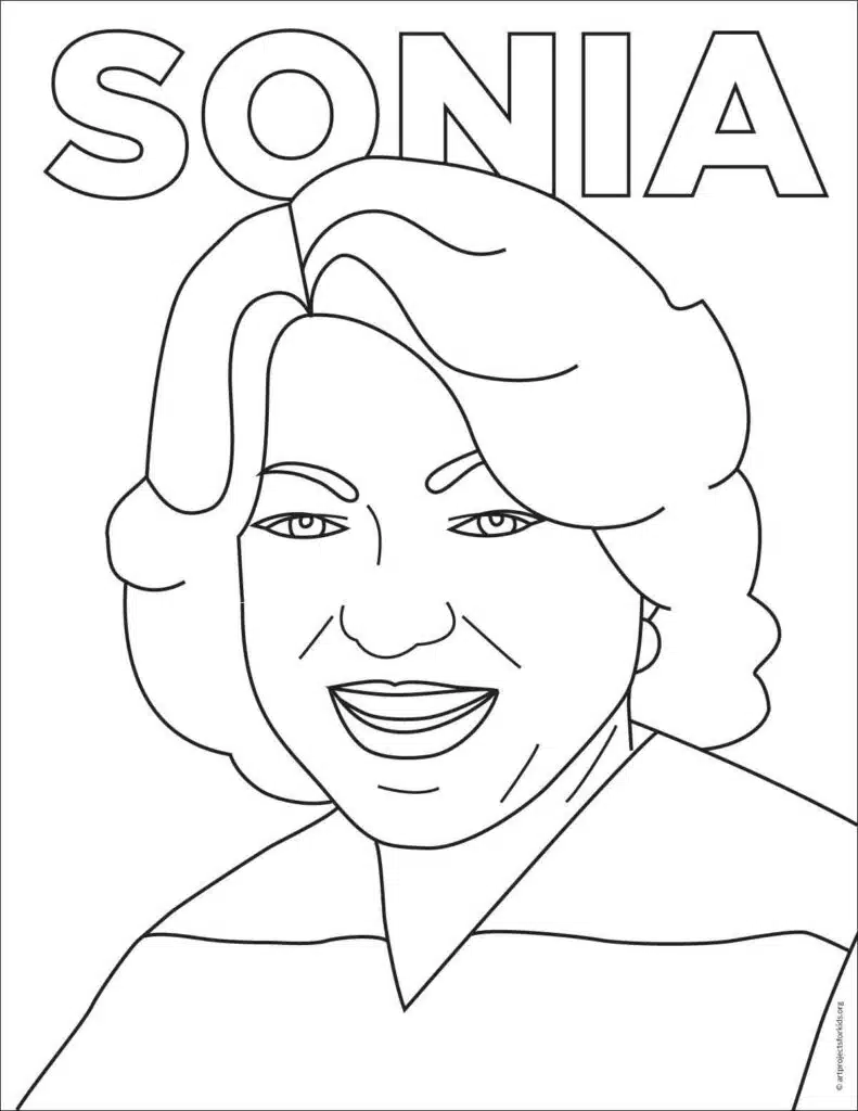 A Sonia Sotomayor Coloring page, also available as a free download.