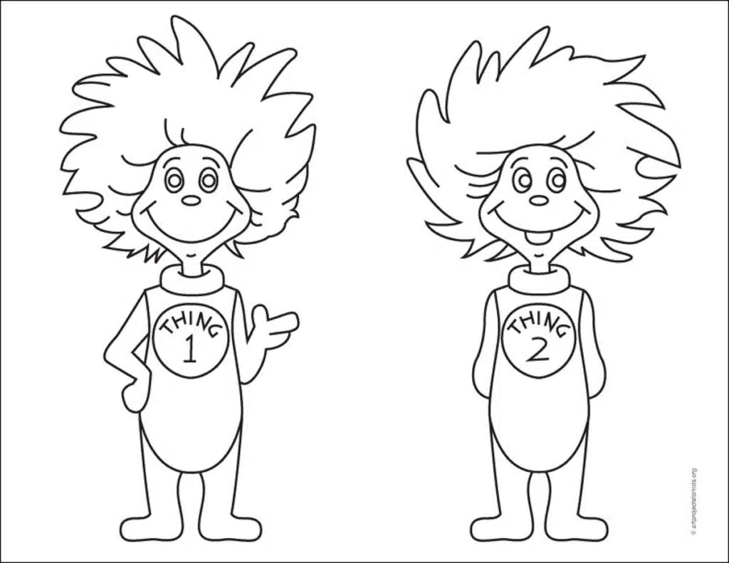 Thing One and Thing Two Coloring Page, also available as a free download.