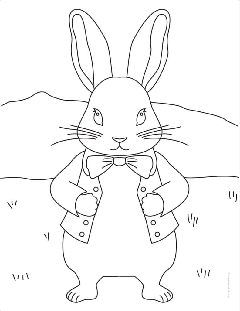 A Beatrix Potter Coloring page, featuring Peter Rabbit, available as a free download.