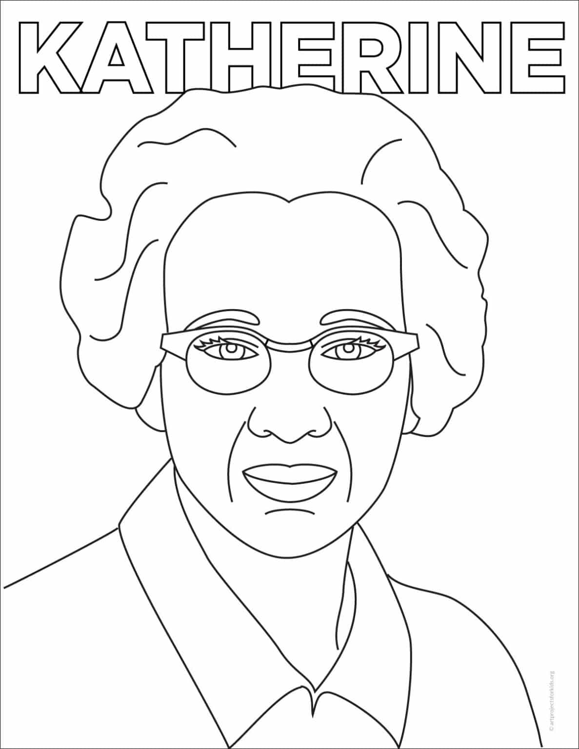 Easy How to Draw Katherine Johnson Tutorial and Coloring Page