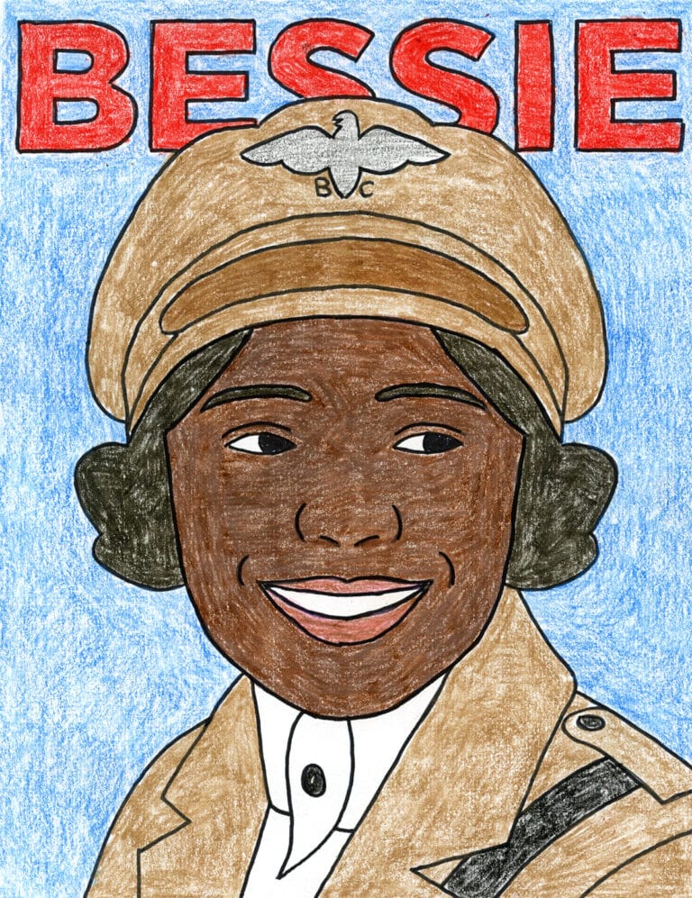 Easy How to Draw Bessie Coleman and Bessie Coleman Coloring Page
