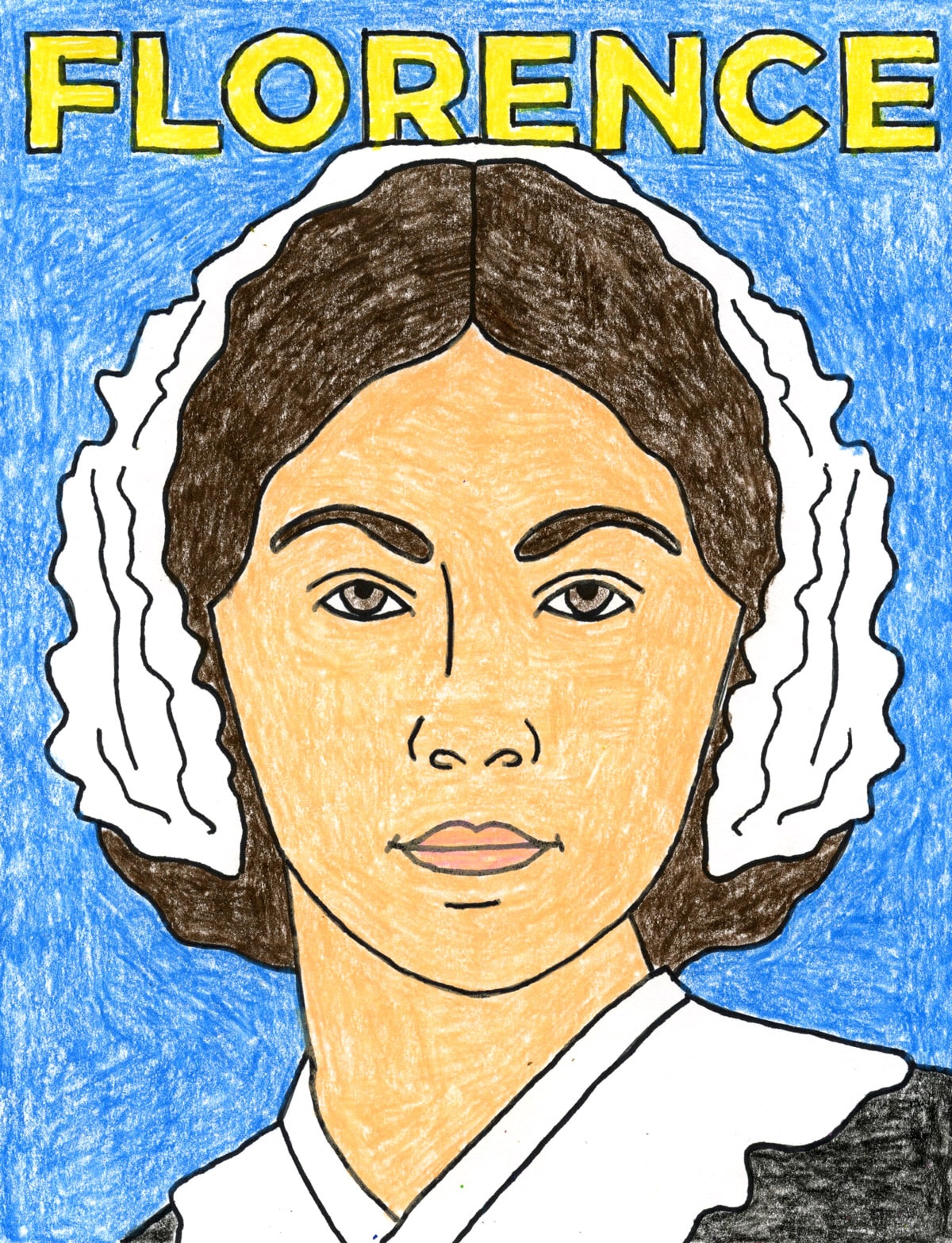 Easy How to Draw Florence Nightingale Tutorial and Coloring Page