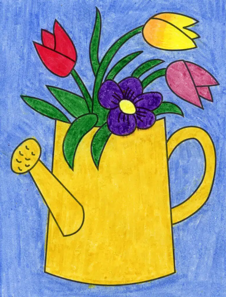 Рисунок весенних цветов, выполненный с помощью пошагового урока.