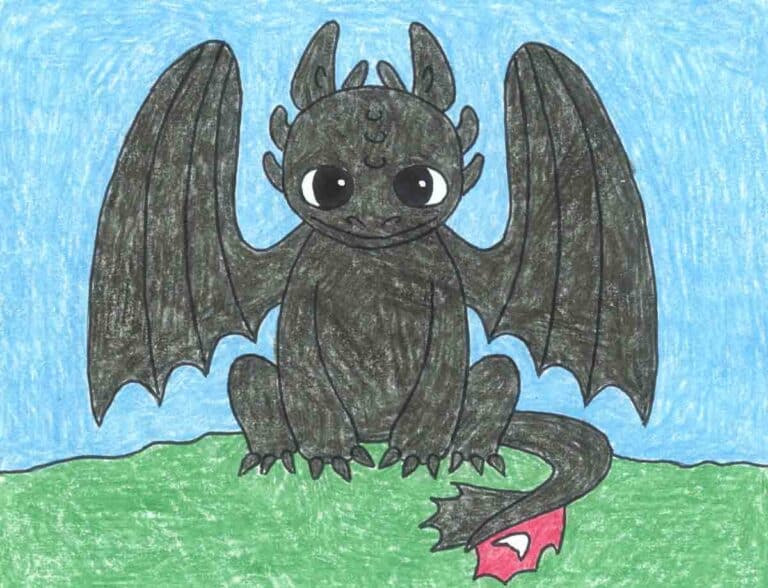 Easy How to Draw Toothless the Dragon Tutorial and Toothless Coloring Page