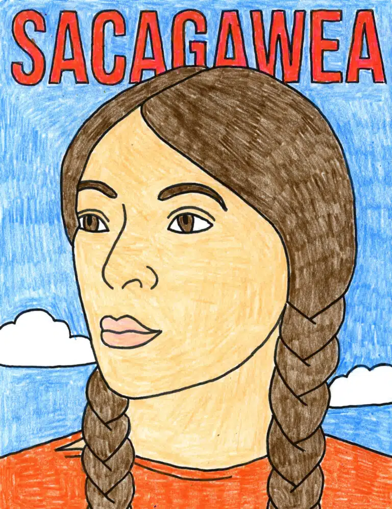 Easy How to Draw Sacagawea Tutorial and Sacagawea Coloring Page