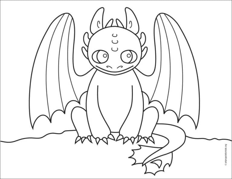 How to Draw Toothless the Dragon Tutorial and Coloring Page