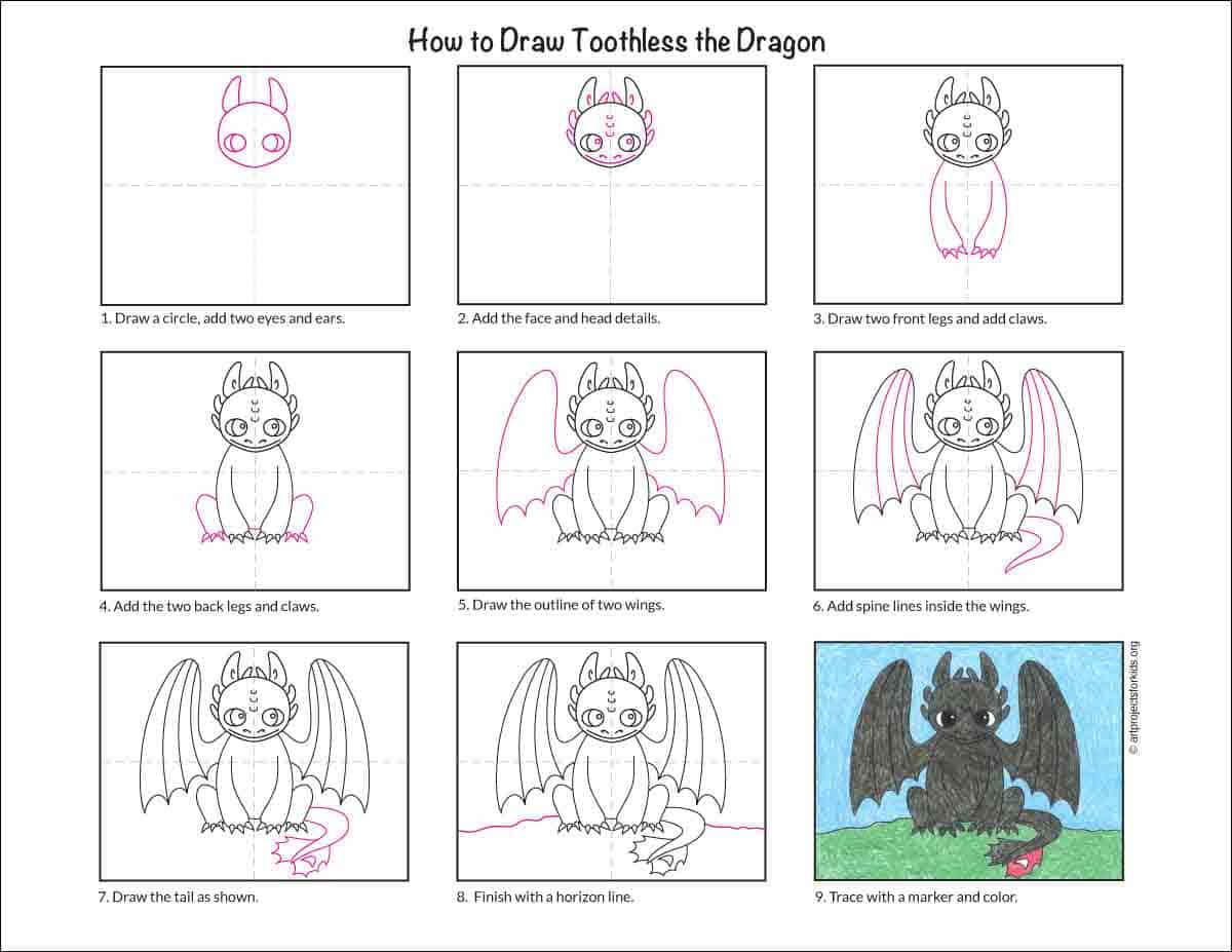How To Draw A Dragon Toothless Easy Step By Step
