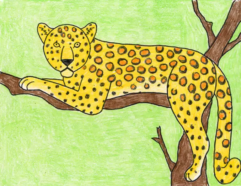 Easy How to draw a Leopard Tutorial Video and Leopard Coloring Page