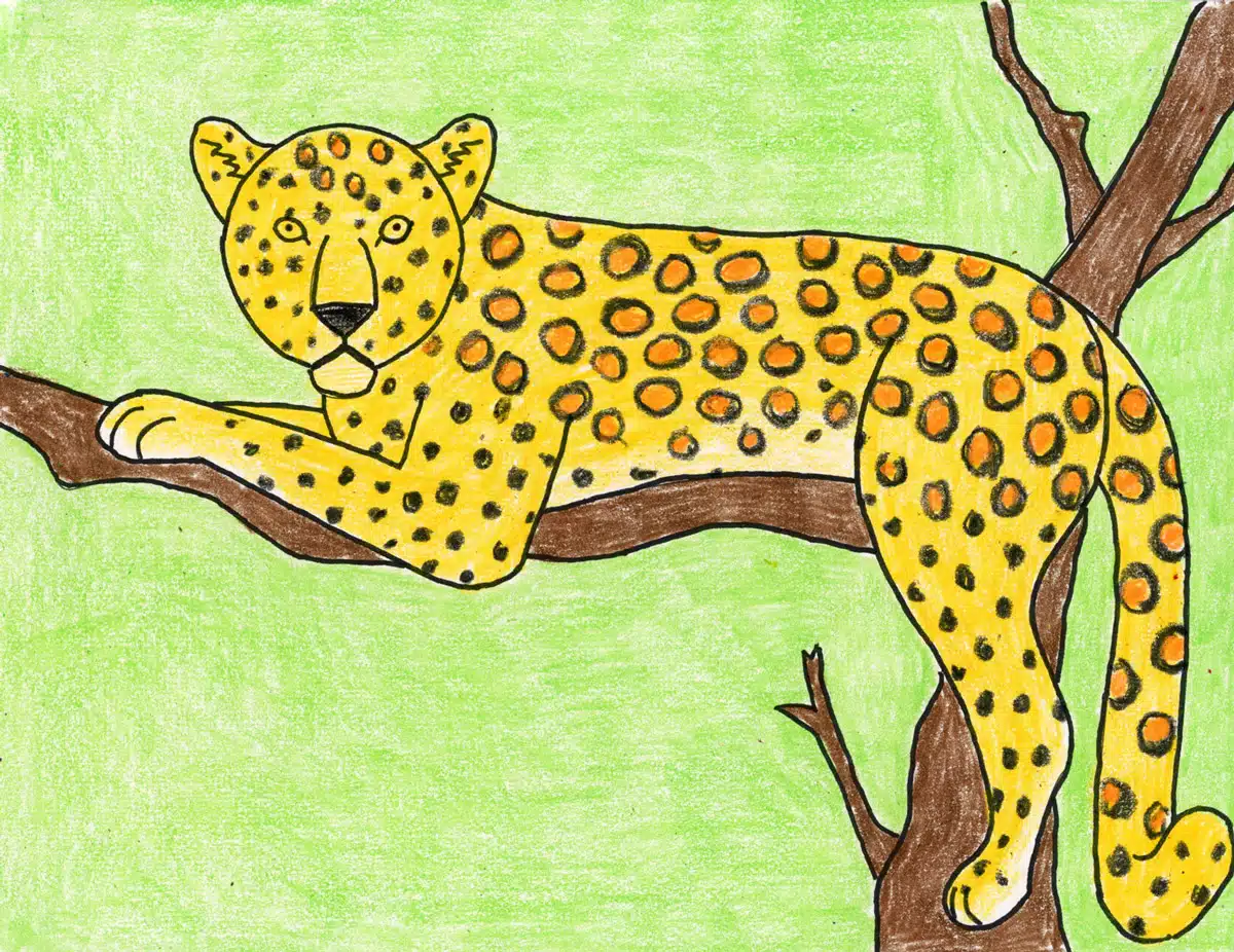 Рисунок леопарда, сделанный с помощью пошагового урока.