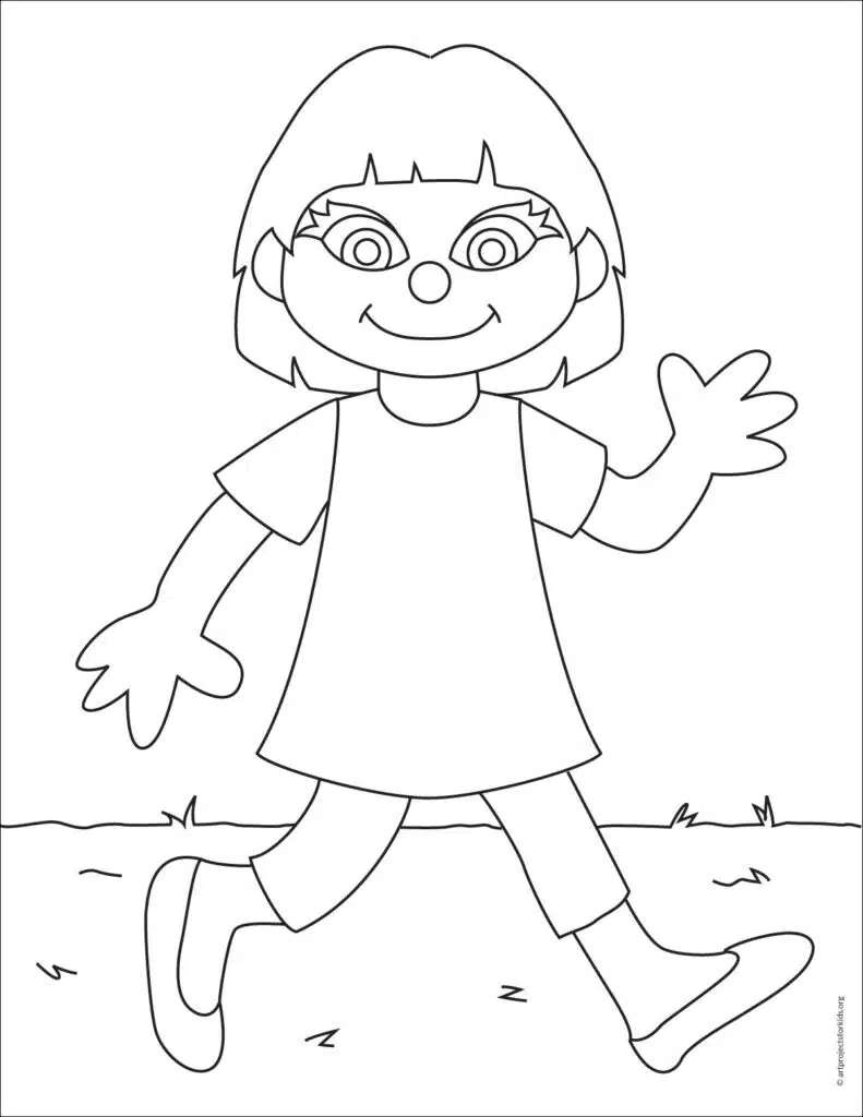 A coloring page for Julia from Sesame Street, available as a free download.