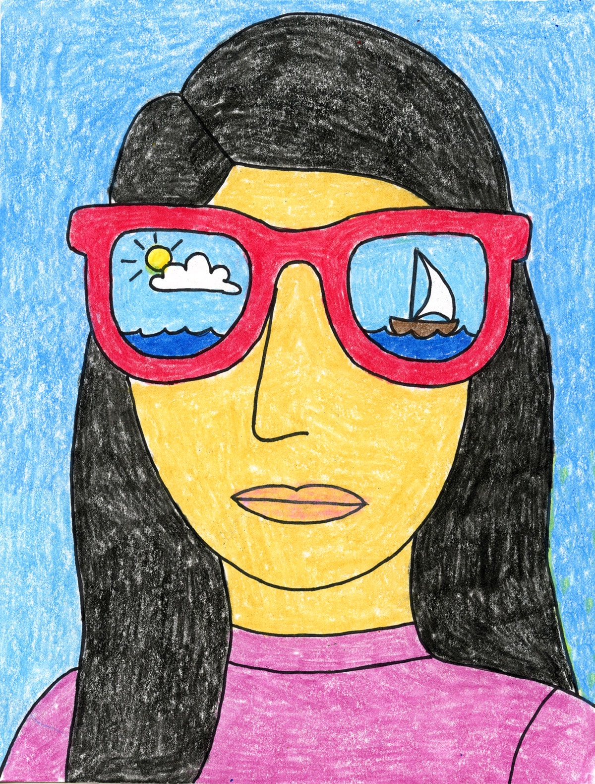 Sunglasses Self Portrait Art Project: Easy Lesson for Kids