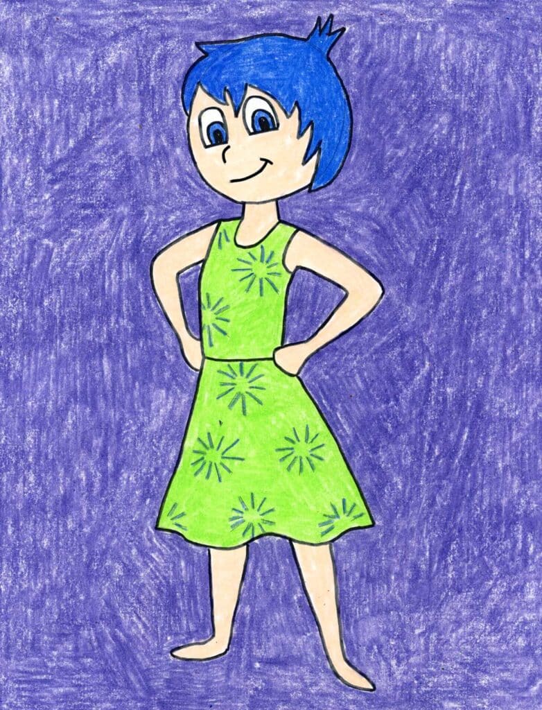 How to Draw the Inside Out Character Joy, Step by Step, made with the help of a tutorial