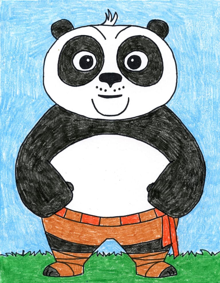 Easy How to Draw Kung Fu Panda Tutorial Video and Kung Fu Panda Coloring Page