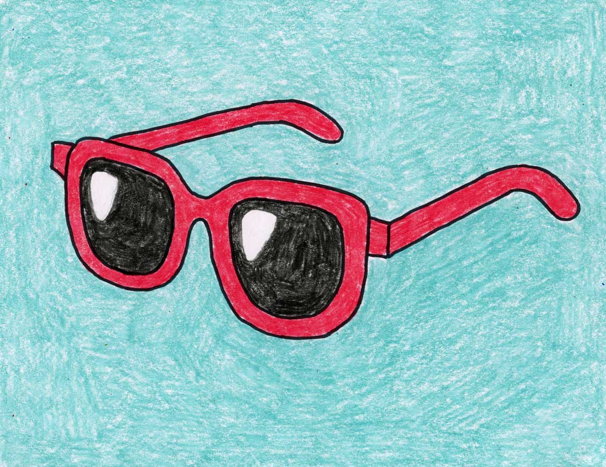 Easy How to Draw Sunglasses Tutorial and Sunglasses Coloring Page